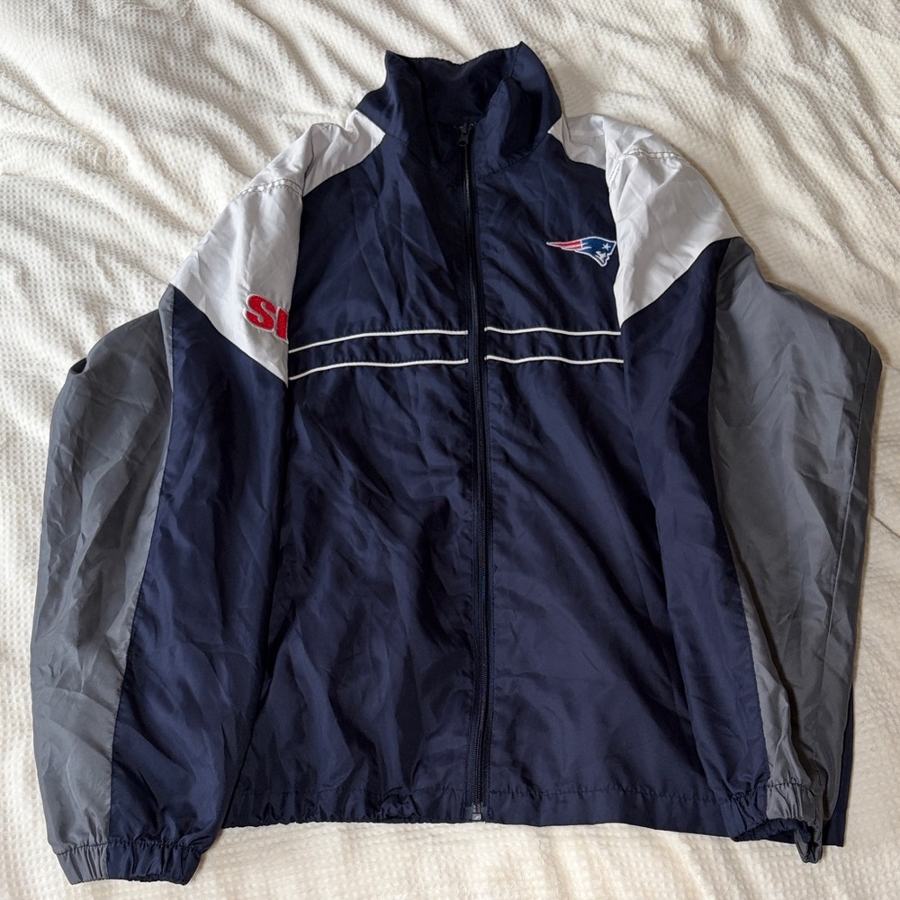 New England Patriots Dunbrooke Navy and Gray Windbreaker Jacket